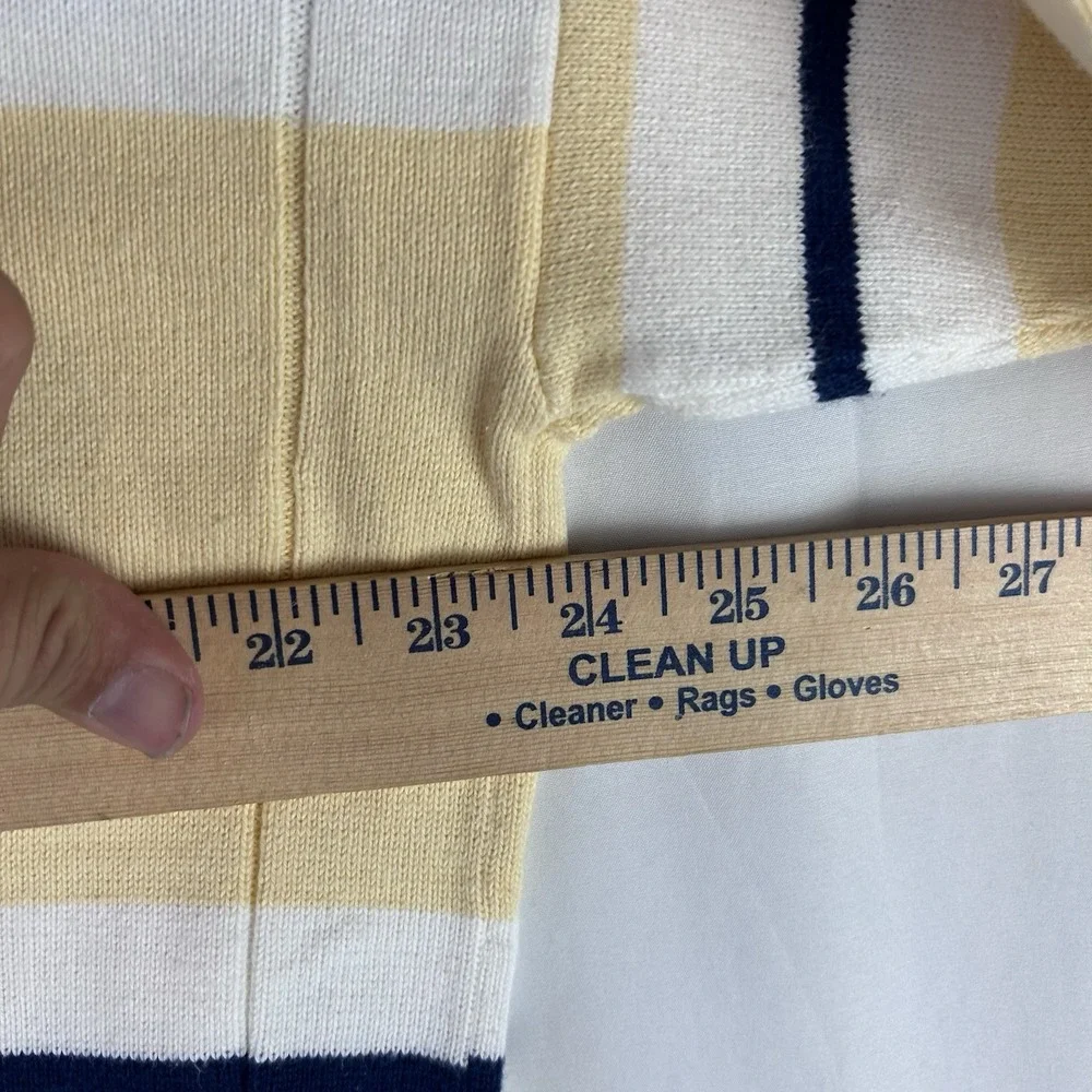 VTG 90s Eddie Bauer Striped Sweater Yellow Color Block Men's Size Large Tall - Picture 6 of 8